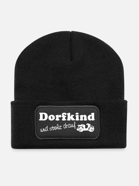 Village child - and proud of it - Recycled Patch Beanie - black