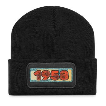Jahreszahl 1958 - Recycelte Patch Beanie - Schwarz - Vorne