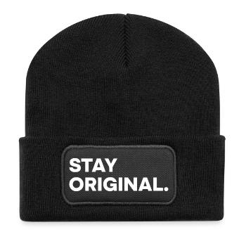 Stay Original – Minimal Statement Design - Recycled Patch Beanie - black - Front
