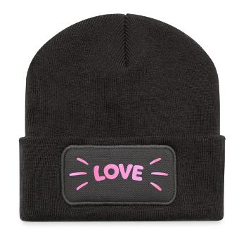 Love Pink Luminous - Recycled Patch Beanie - dark grey - Front