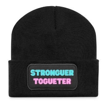 STRONGER_TOGUETER - Beanie recyclé à patch - noir - Devant