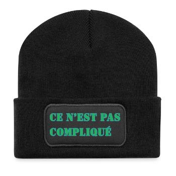 CE N’EST PAS COMPLIQUÉ - Beanie recyclé à patch - noir - Devant