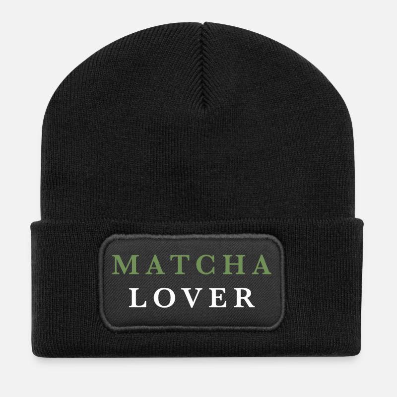 Matcha Lover Grüner Tee Liebhaber - Recycelte Patch Beanie - Schwarz