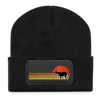 Silhouette rétro Capybara Sunset - Beanie recyclé à patch - noir - Devant