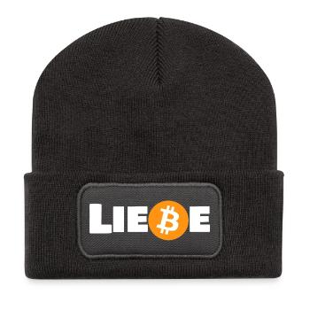 Liebe_Bitcoin - Recycelte Patch Beanie - Dunkelgrau - Vorne