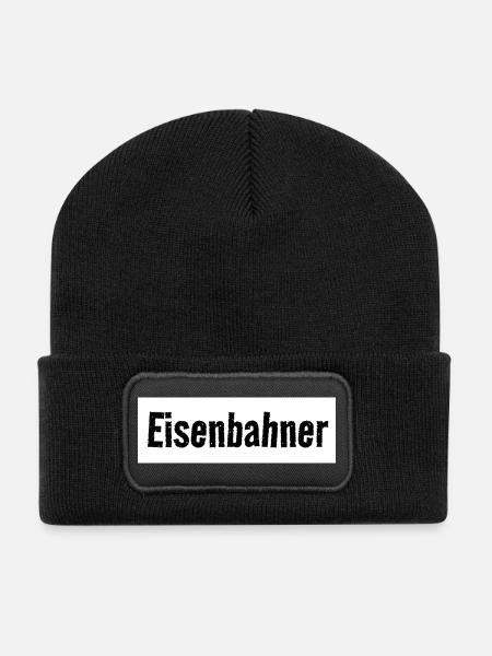 Railroad Fan Train Rails Lover - Recycled Patch Beanie - black