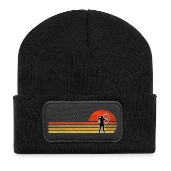 Retro Sunset Archer Silhouette - Recycled Patch Beanie - black - Front