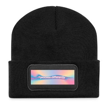 I process differently - Recycled Patch Beanie - black - Front