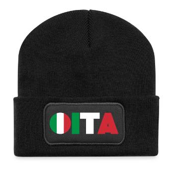 Italien - Recycelte Patch Beanie - Schwarz - Vorne