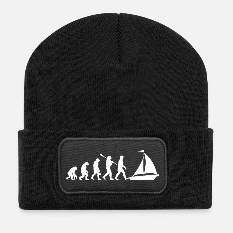 Evolution Segeln - Segelboot - Recycelte Patch Beanie - Schwarz