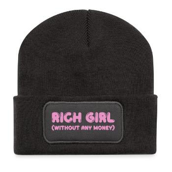 Fille riche – sans argent, mais avec style - Beanie recyclé à patch - charbon - Devant