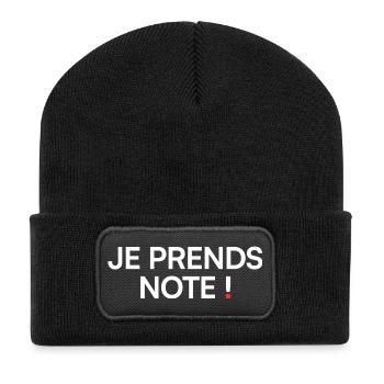 Je prends note humour réunion bureau - Beanie recyclé à patch - noir - Devant
