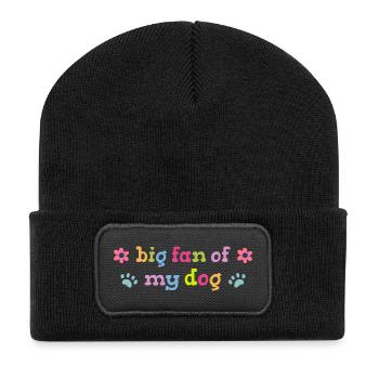 Großer Fan von meinem Hund - Recycelte Patch Beanie - Schwarz - Vorne