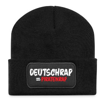 Piratenmusik-hiphop-deutschrap_rap1 - Recycelte Patch Beanie - Schwarz - Vorne