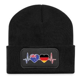 Neuseeland, Deutschland, Neuseeländerdeutsch - Recycelte Patch Beanie - Schwarz - Vorne