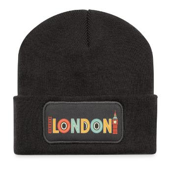 Multicoloured retro London - Recycled Patch Beanie - dark grey - Front