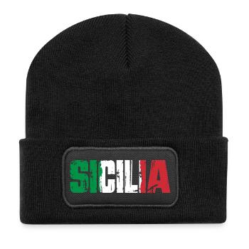 Sicilia Italy Island of Sicily - Recycled Patch Beanie - black - Front