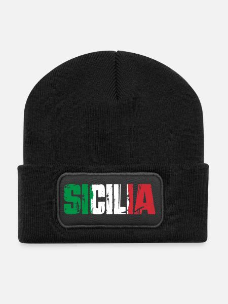 Sicile, Italie, île de Sicile - Beanie recyclé à patch - noir