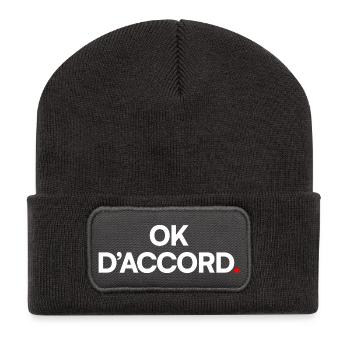 OK D’ACCORD | Expression humour minimal - Beanie recyclé à patch - charbon - Devant