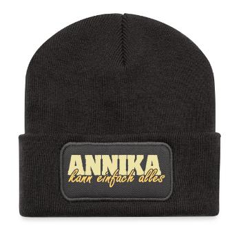 Spruch Annika - Recycelte Patch Beanie - Dunkelgrau - Vorne