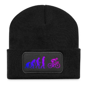 Geschenkidee für einen Roadbike mit Roadbike - Recycelte Patch Beanie - Schwarz - Vorne