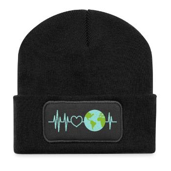 Earth Heartbeat World Love - Recycled Patch Beanie - black - Front