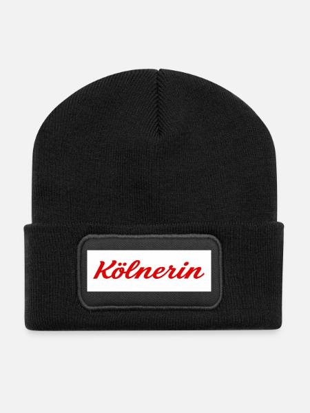 Kölnerin Schriftzug - Recycelte Patch Beanie - Schwarz