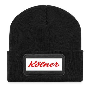 Kölner Roter Script-Logo Print - Recycelte Patch Beanie - Schwarz - Vorne