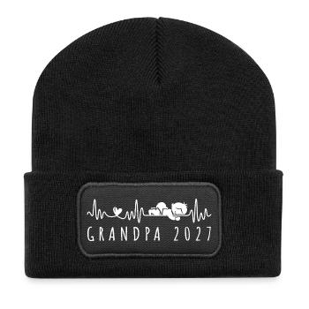 Annonce de bébé Heartbeat 2027 Grand-père Grossesse - Beanie recyclé à patch - noir - Devant