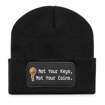 Not Your Keys Not Your Coins Crypto Cryptocurrency - Recycled Patch Beanie - black - Front