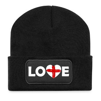 Love mit rotem Kreuz-Herz England - Recycled Patch Beanie - black - Front