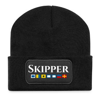 Conception du pavillon maritime Skipper - Beanie recyclé à patch - noir - Devant