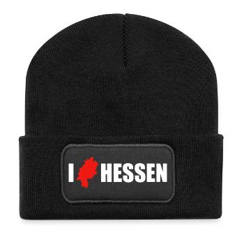 I Love Hessen - Recycelte Patch Beanie - Schwarz - Vorne