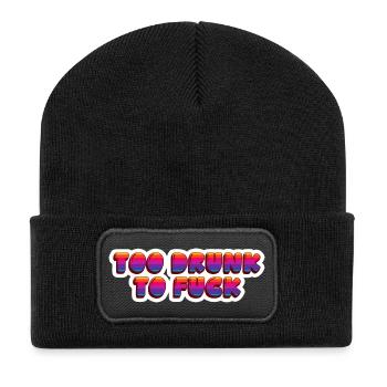 Punkrock-Zitat: Zu betrunken, um zu - Recycelte Patch Beanie - Schwarz - Vorne