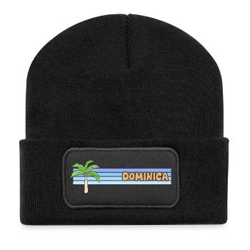 Dominica als Sonne - Recycelte Patch Beanie - Schwarz - Vorne