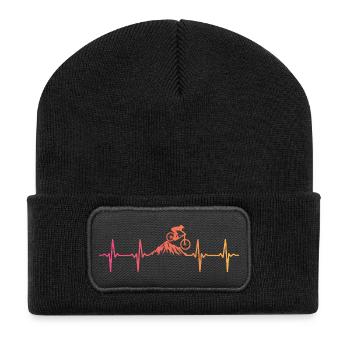 Mountainbike Heartbeat Sunset Mountainbike - Recycelte Patch Beanie - Schwarz - Vorne