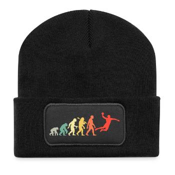 Handball Handballer Evolution für Männer und Jungs - Recycelte Patch Beanie - Schwarz - Vorne