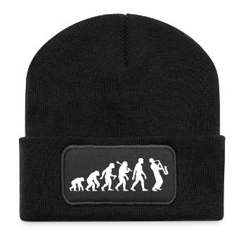Saxophonist Evolution - Saxophone Jazz Musicians - Recycled Patch Beanie - black - Front