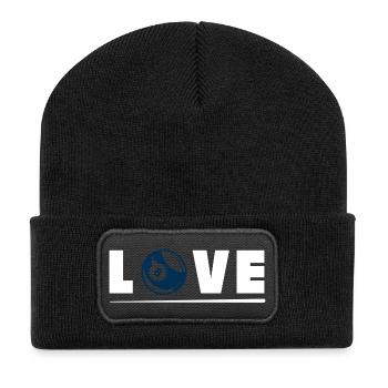 I Love Billiards Pool Player 8 Ball Design - Recycelte Patch Beanie - Schwarz - Vorne