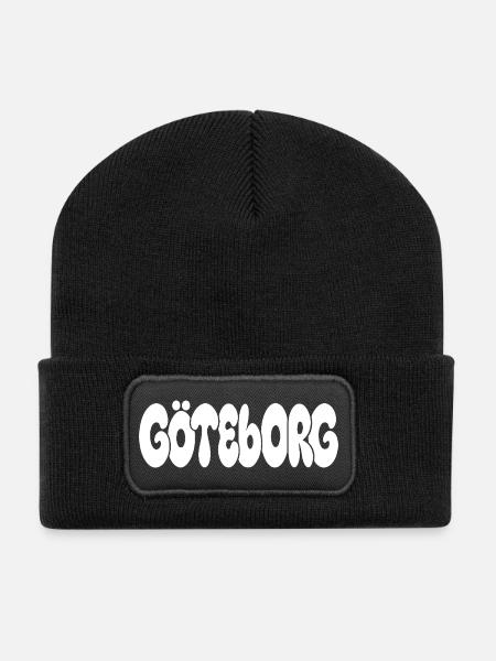 Göteborg Göteborg Retro Groovy Tippfehler Weiß - Recycelte Patch Beanie - Schwarz