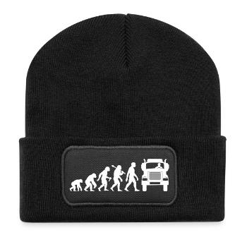 Retro LKW Fahrer Evolution Fernfahrer Kraftfahrer - Recycelte Patch Beanie - Schwarz - Vorne