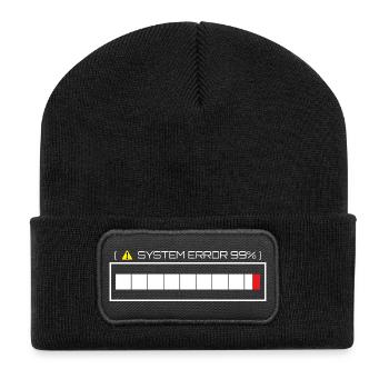 Systemfehler 99% Ladezustand - Recycelte Patch Beanie - Schwarz - Vorne