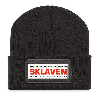 Sklaven werden verkauft - Recycelte Patch Beanie - Dunkelgrau - Vorne