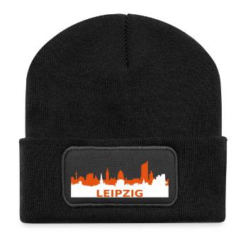 Skyline Leipzig - Recycelte Patch Beanie - Schwarz - Vorne