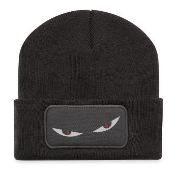 yeux de bande dessinée des yeux smiley - Beanie recyclé à patch - charbon - Devant