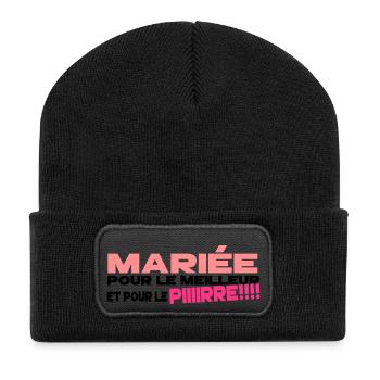 mariée humour - Beanie recyclé à patch - noir - Devant