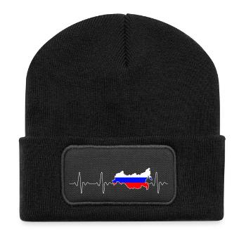 Russland heartbeat - Recycelte Patch Beanie - Schwarz - Vorne