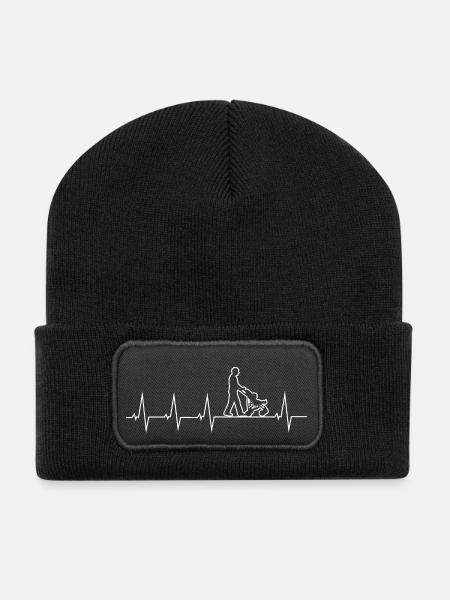 Walking Dad - Heartbeat - Recycelte Patch Beanie - Schwarz