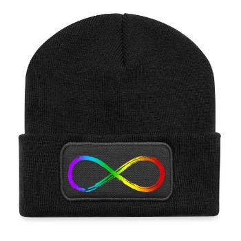 Infinity 8 LGBT Regenbogen Gay Pride Ewige Liebe - Recycelte Patch Beanie - Schwarz - Vorne