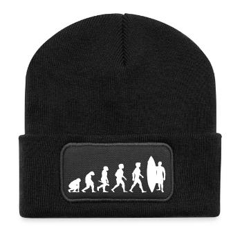 Evolution Surfing Surfer Surfboard Wellenreiten - Recycelte Patch Beanie - Schwarz - Vorne